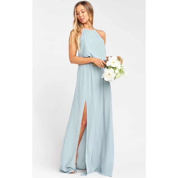 Show Me Your Mumu Womens Heather Halter Dress‎ Sleeveless Side Slit Size Small - Picture 1 of 9